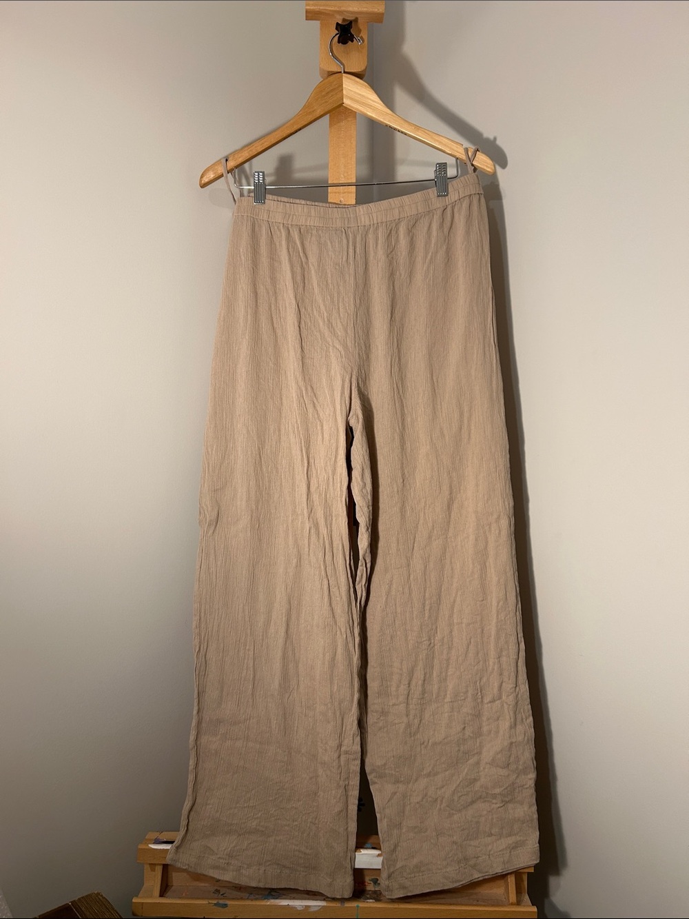 The Paragon | Neutral-Tan Wide Leg 100% Cotton Pants | 1X
